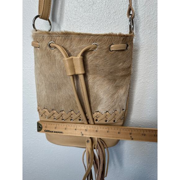 Saudara Carly Cowhide & Leather Silver Embellishment Bucket Bag - Picture 14 of 16